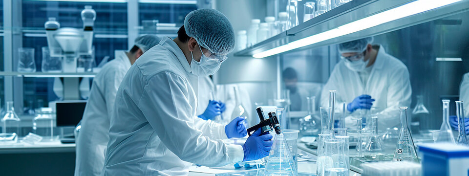 A man works in a laboratory. Selective focus.