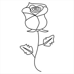 One Line Rose Flower Minimalism Drawing Vector Illustration Floral Art Design 