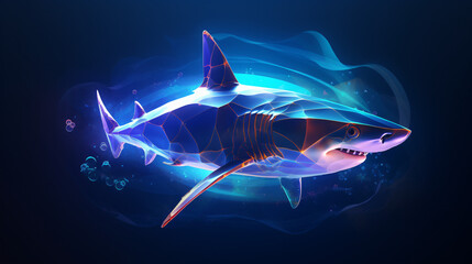 3D background with glowing shark