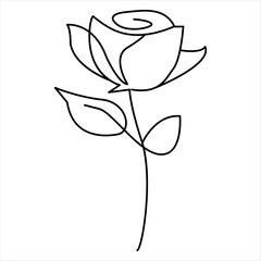 One Line Rose Flower Minimalism Drawing Vector Illustration Floral Art Design 