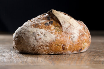 Rustic loaf of bread.