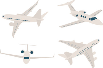 passenger planes in flat style, vector