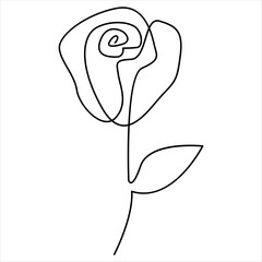 One Line Rose Flower Minimalism Drawing Vector Illustration Floral Art Design 