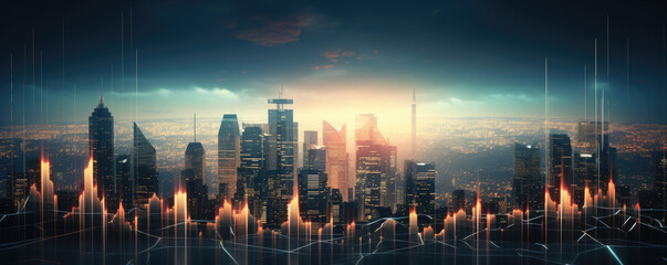 Investment and financial concept. Market stock graph in background.