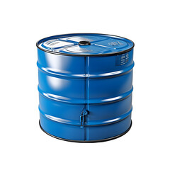 Blue drum plastic bucket on png background