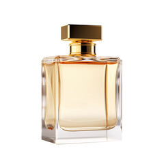 Glass bottle eau de perfume on transparent background. Generative ai.
