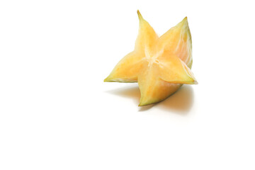 Sliced fresh organic star fruit delicious isolated on white background clipping path