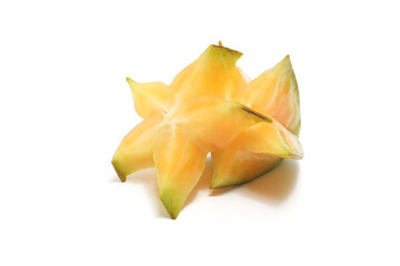 Fototapeta premium Sliced fresh organic star fruit delicious isolated on white background clipping path