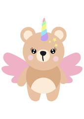 Funny unicorn teddy bear isolated