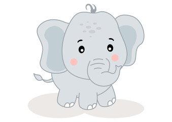 Cute friendly baby elephant isolated