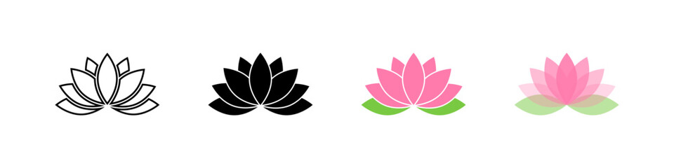 Lotus. Lotus Flower in different styles. Lotus flower logo. Vector illustration