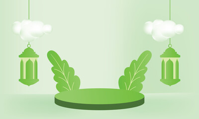 Ramadan background with 3D podium