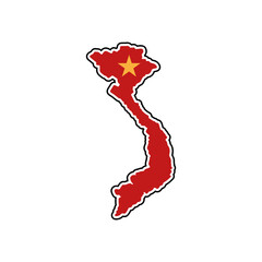 Vietnam Map  Red  Territorial Borders Red 