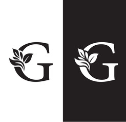 letter G flower letters. Vintage ornament initial Alphabet. Logo vector	
