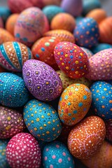 Fototapeta na wymiar Colorful Easter Eggs: A Rainbow of Festive Fun Generative AI