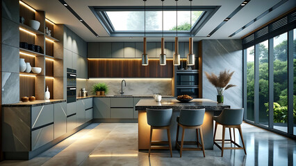 Sleek and modern kitchen interior design