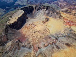 Aerial view of Pico Viejo volcano in Tenerife, Canary Islands, Spain. Pico Viejo has a spectacular...