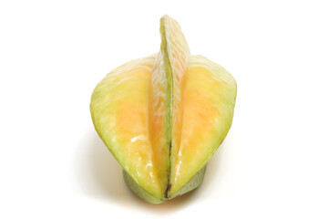 Fresh organic star fruit delicious front view isolated on white background clipping path