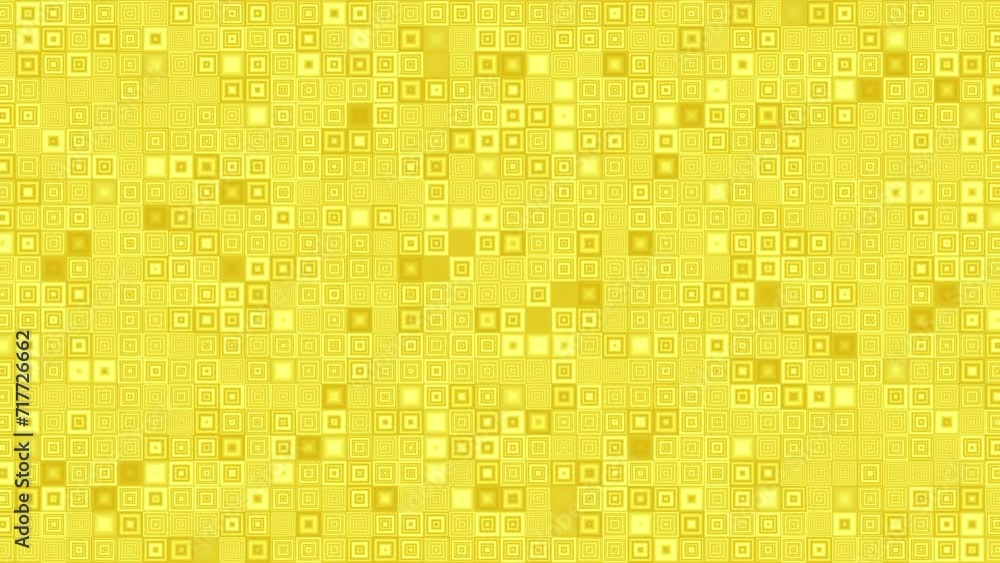 Canvas Prints abstract 4k motion loop yellow background with blinking decorated mosaic tiles.