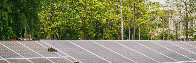 park trees solar panel building