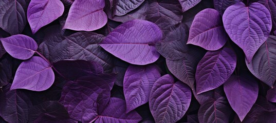 Abstract seamless background with vibrant purple flower petals and delicate leaves intertwined