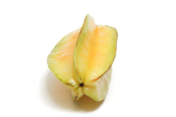 Fresh organic star fruit delicious front view isolated on white background clipping path