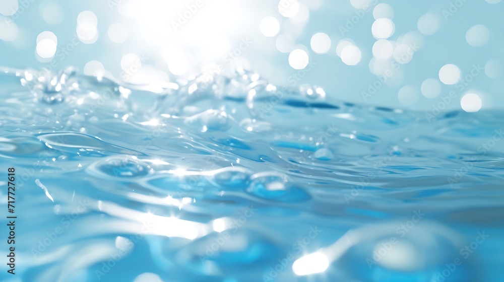 Aufkleber generative ai : de-focused blurred transparent blue colored clear calm water surface texture with sp
