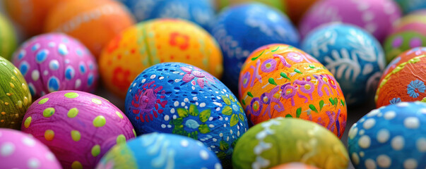 Fototapeta na wymiar Close Up of Colorful Easter Eggs