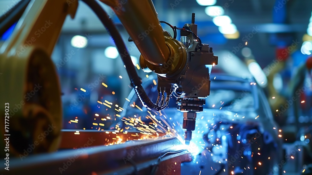 Poster Generative AI : The welding arm on the automobile production line is being welded