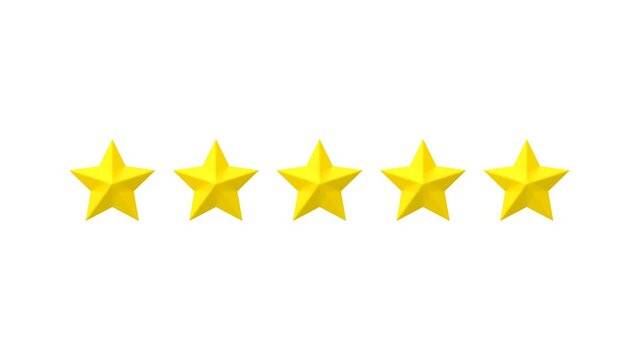 Rating five stars motion graphics on a white background 4K