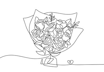  Bouquet of roses. Holiday. One line