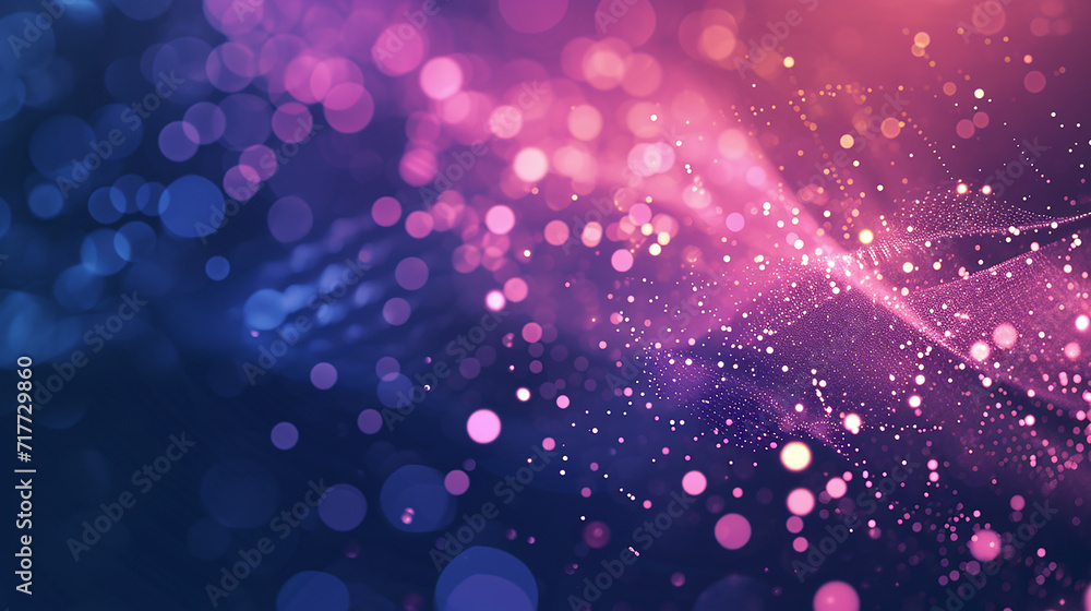 Poster abstract digital network background with glowing dots and connections in blue and pink colors, data,