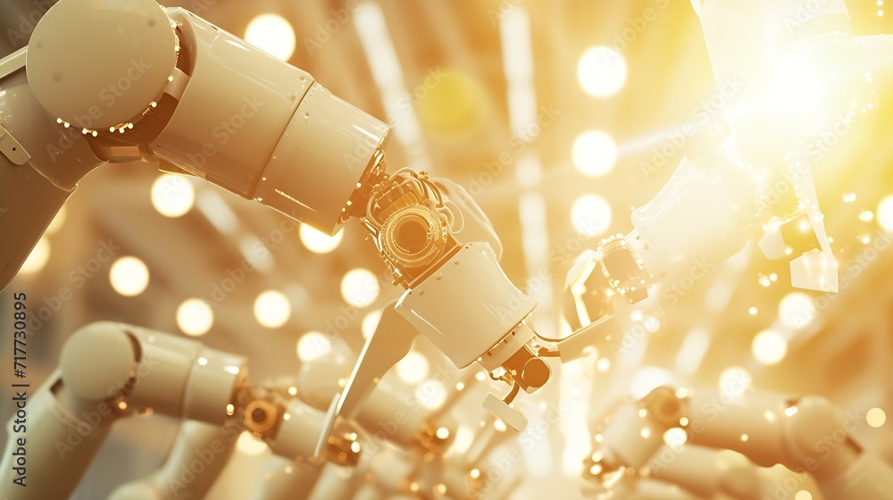 Leinwandbilder generative ai : smart industry robot arms for digital factory production technology showing automati