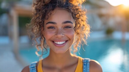 Summer Smile: A Young Woman's Sunny Selfie Generative AI