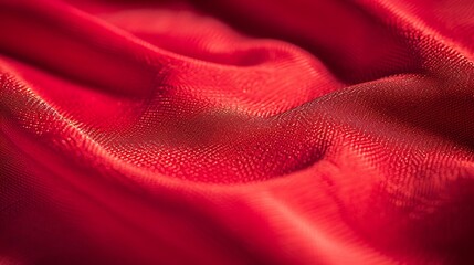 Generative AI : Close-up of red texture fabric cloth textile background