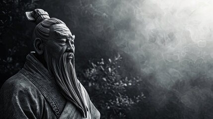 Obraz premium Minimal Confucius Philosopher Art with Space for Text