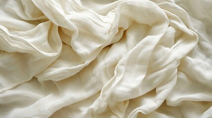Fototapeta premium Generative AI : Fabric backdrop White linen canvas crumpled natural cotton fabric