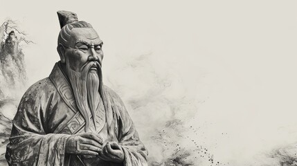 Confucius Artwork: Minimal Design with White Background