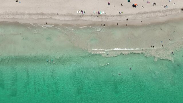 surfing scarborough beach perth australia amazing white sand turquoise sea 4k drone footage