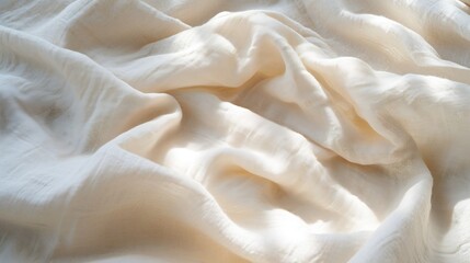 Generative AI : Fabric backdrop White linen canvas crumpled natural cotton fabric - obrazy, fototapety, plakaty