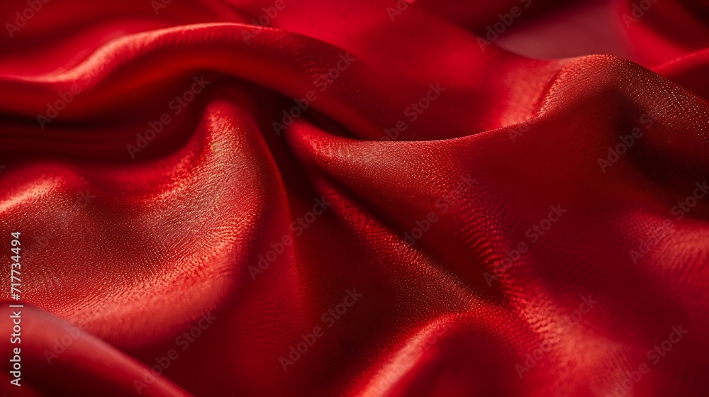 Poster generative ai : close-up of red texture fabric cloth textile background