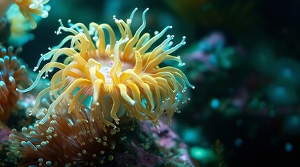 Naklejka na ściany i meble Generative AI : Clark's anemone and Senju sea anemone