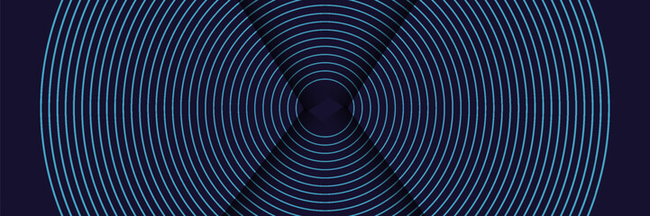 Dark blue abstract background with shining geometric lines. Modern shiny blue lines pattern. Futuristic technology concept. Horizontal banner template. for cover, poster, presentation, vector