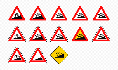 Steep ascent road sign vector design - obrazy, fototapety, plakaty