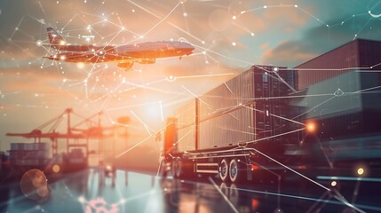 Generative AI : Technology Digital Future of Cargo Containers Logistics Transport Concept