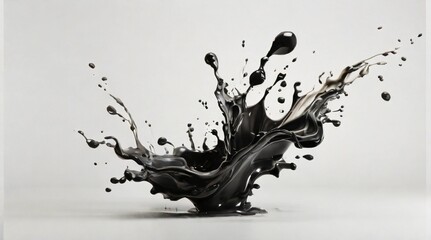 Splash of black watercolor on white background