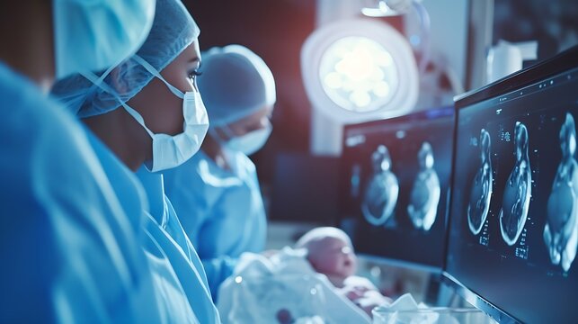 Generative AI : A group of surgeon interns is studying fetal development at different stages of pregnancy. 