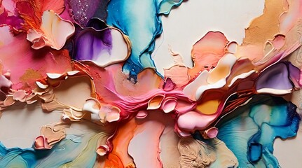 abstraction from crushed alcohol ink with bright pastel colors, background