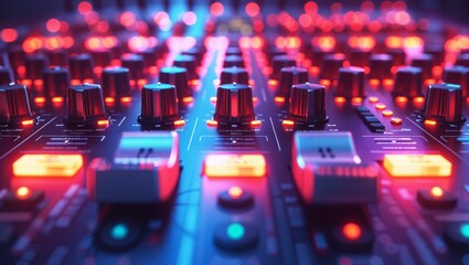 close up of a audio mixing console - Powered by Adobe