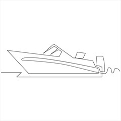 
Continuous one line drawing of ship line art drawing vector illustration